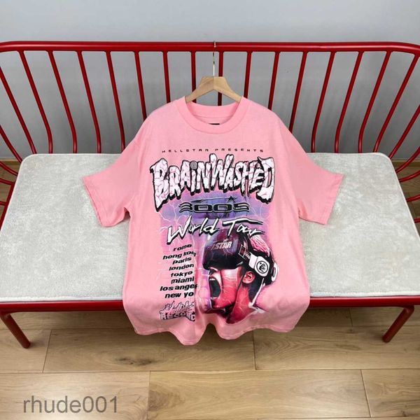 Модные мужские футболки Женские футболки Роскошные дизайнеры Hellstar Pink Tee Мужская повседневная уличная дизайнерская футболка с коротким рукавом OINS HWRK