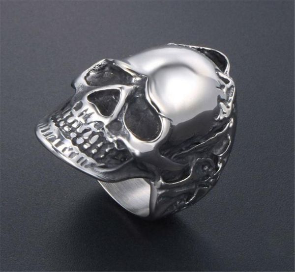 Cooler Totenkopf-Ring für Herren, Fingerringe aus Edelstahl, Punk-Rock, Biker, verblasst nie, Schmuck, Geschenk für Ihn, Party-Accessoires 8648815002