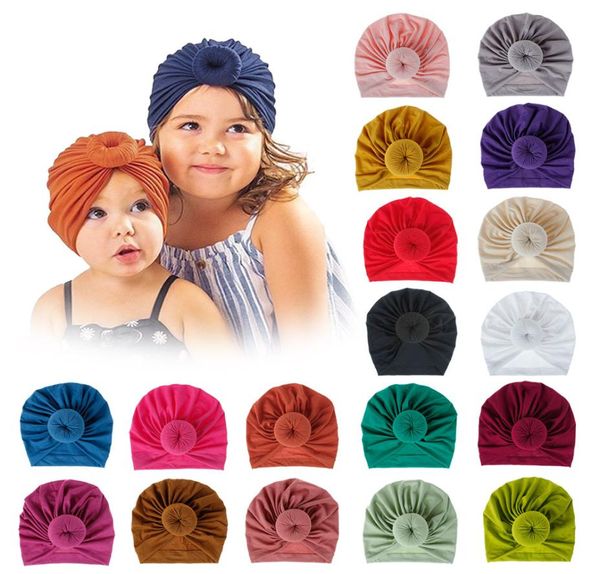 Touca turbante para bebê, cor sólida, algodão, nó interno, hijab, africano, envoltório de cabeça, meninas, meninos, chapéu da índia, boné hijabs ry199203137