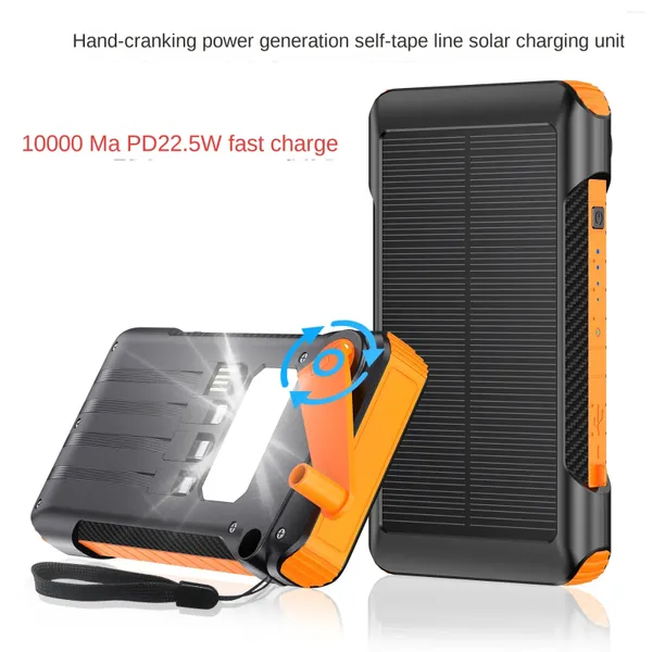 Torce elettriche Energia mobile solare Powerbank 20000mAh Caricatore manuale a ricarica rapida con la propria linea Illuminazione esterna Forniture di emergenza