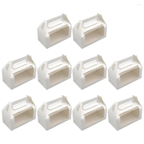 Placas 10 Pcs Caixa de Bolo Torradas Caixas de Embrulho Portátil Recipiente de Papel de Cozimento Cartão Branco Sanduíches de Sobremesa