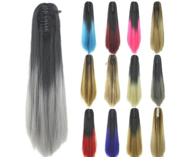 15 cores opcionais clipe de tingimento menina rabo de cavalo gradiente longo cabelo reto avó cinza europa e américa extensão de cabelo support8314732