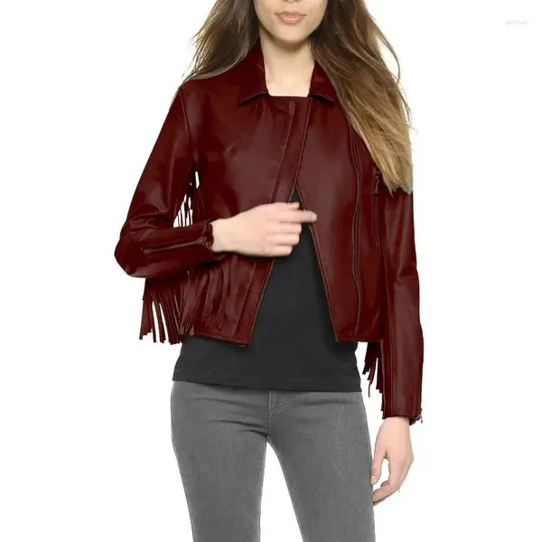 Женские куртки Кожаная куртка в стиле девушки в полоску Красная модная тенденция