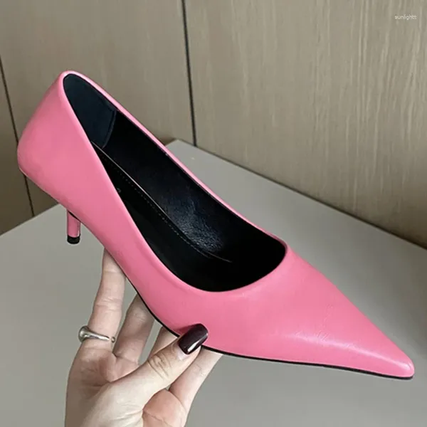 Модельные туфли 2024, женские желтые туфли-лодочки на шпильке с острым носком, искусственная кожа, розовый, белый цвет, туфли-карандаш на высоком каблуке, женская свадьба, выпускной