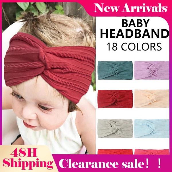 Acessórios de cabelo 2024 crianças headband babys cor sólida nylon jacquard cruz larga elástica turbante headgear estiramento bonito accessorie