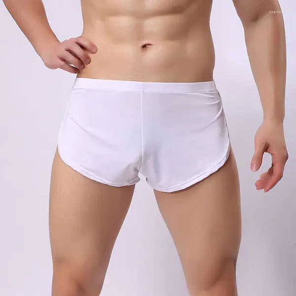 Mutande Plus Size Ice Silk U Convex Pouch Boxer Taglio alto aperto Traspirante Breve biancheria intima Gay Wear For Men F9