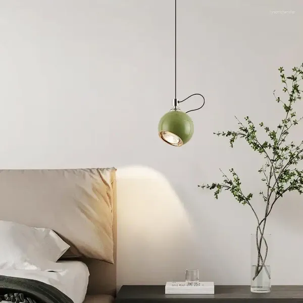 Lampade a sospensione Lampada da comodino singola moderna e minimalista con sfera in metallo COB Apparecchio di sollevamento magnetico con illuminazione dimmerabile a tre colori bianco caldo