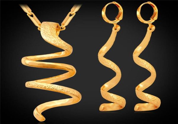 Novos conjuntos exclusivos de colar helix feminino039s presente inteiro na moda 18k banhado a ouro colar brincos conjuntos de joias da moda ys41897942078828429