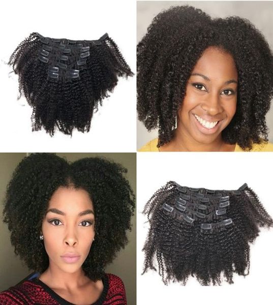 Afro Kinky Curly Remy Haar Clip-in-Verlängerung, vietnamesisches Echthaar, 7 Stück, voller Kopf, Clip-Ins FDSHINE9060755