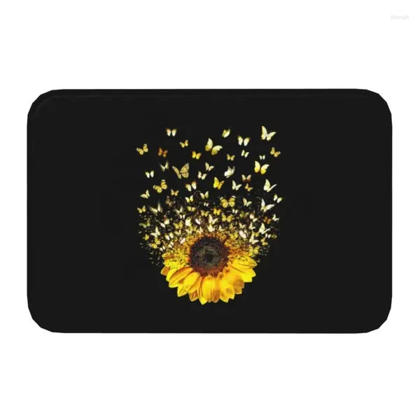 Tappeti farfalla girasole giradisce regalo dono porta anteriore tappetino esterno benvenuto impermeabile flower zuppa per pavimento tappeto tappeto footpad