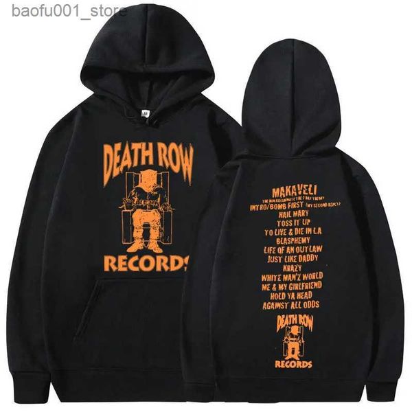 Hoodies dos homens Moletons Death Row Records Hoodie Homens Mulheres de Alta Qualidade Com Capuz Polar Fleece Y2K Moletons Homens Mulheres Pulôver Q240217