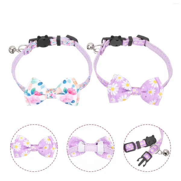 Collari per cani 2 pezzi Collare per animali domestici Fiore a tema Cucciolo Decorativo Gatto Morbido Gattino Fiocco Ornamento Femmina