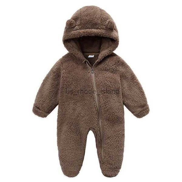 Macacão recém-nascido bebê menino menina velo macacão snowsuit manga longa com capuz zíper encerramento casaco quente roupas de inverno