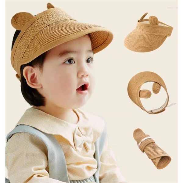 Berretti in stile coreano per bambini Cappello di paglia Ragazze estive Gita per bambini Sole pieghevole Bacino per protezione solare Pescatore infantile