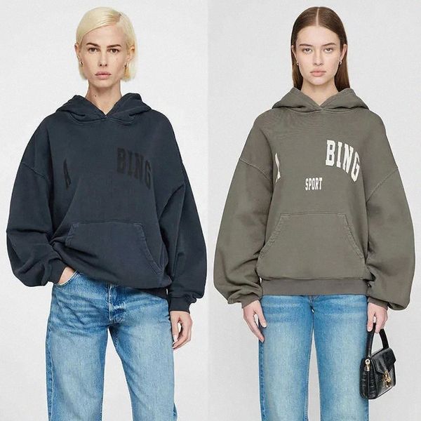 Anine Binge Designer Sweatshirt Külot rahat moda mektubu vintage baskı yuvarlak boyunlu trendi gevşek s-l