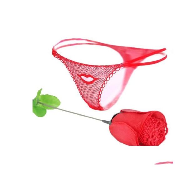 Outros itens de beleza de saúde Mulheres Y Rose Lace G-String Briefs Thongs Romântico V-String Calcinha Embalagem em um tamanho de flor Valentine Gift Dhgya