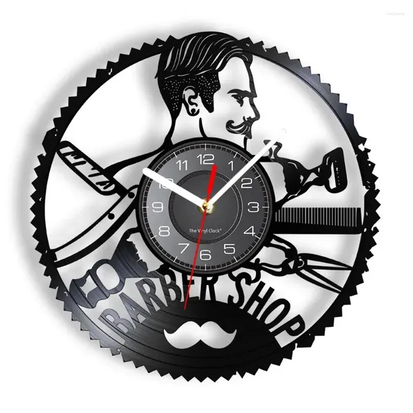 Orologi da parete Barber Shop Sign Orologio personalizzato Parrucchiere Record Hair Salon Studio Nome personalizzato