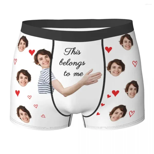 Cuecas personalizadas boxer com rosto personalizado po homem roupa interior presente para homem namorado aniversário/aniversário/presentes de casamento