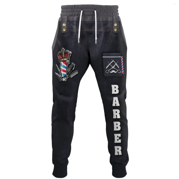 Calças masculinas barbeiro 3d impresso nome vintage pista homem sweatpants y2k jogger outono moda casual roupas homens calças hiphop