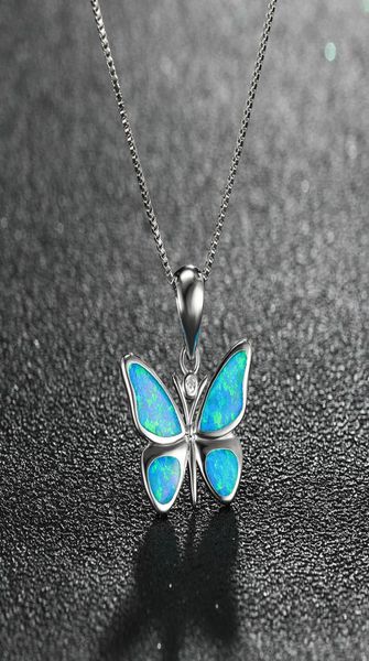 Ciondolo farfalla con opale di fuoco gioielli animali selvatici in argento sterling 925 collana da donna per regalo7834987