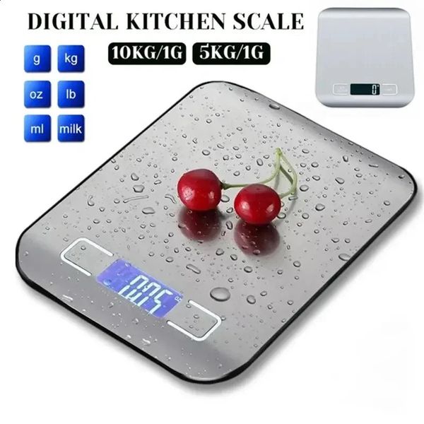 Кухонные весы 10 кг 1 г для взвешивания еды, кофе, умные электронные цифровые весы, дизайн из нержавеющей стали для приготовления пищи и выпечки 240129