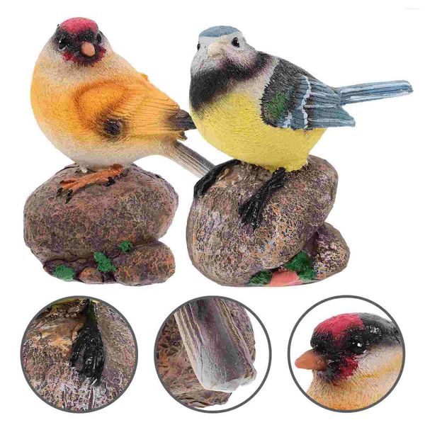Gartendekorationen, 2 Stück, Mini-Vögel aus Kunstharz, Miniatur-Vogelfigur, lebensechte Papageien, Modell, Mikrolandschaft