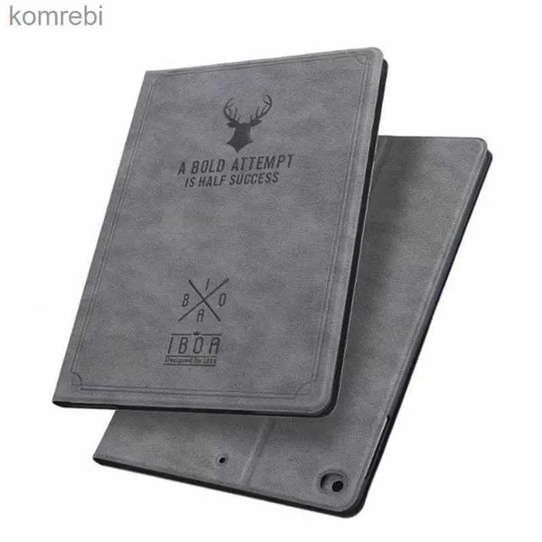 Custodie per tablet PC Borse Custodia Smart Stand di lusso vintage con testa di cervo per IPad 10 Air 3 4 5 9.7 10.2 10.5 10.9 Pro 11 pollici 2022 I Pad Mini 6 Cover in pelleL240217