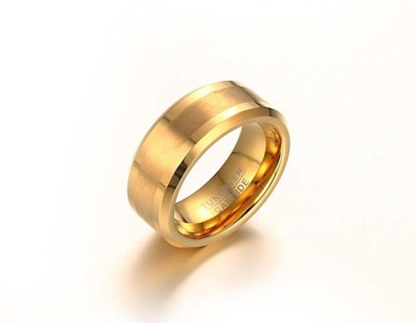 обручальное кольцо 8 мм золотого цвета, обручальное кольцо из карбида вольфрама для мужчин и женщин, средняя матовая поверхность в США и Европе8643347