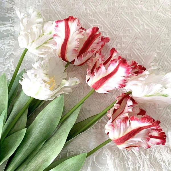 Flores decorativas 68cm 1pc delicado 3d Parrot Tulip Touch Real Touch Fake Flower Decor Eco-Friendly Blossom Bendable para festa de aniversário