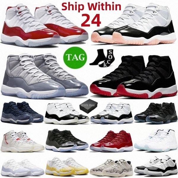 Jumpman 11 Cherry Cool Grey Midnight Navy 11s Basketballschuhe für Männer Frauen 25. Neapolitanisches Jubiläum Concord Bred Low Dmp Yellow Snakeskin Gamma 78Eb#