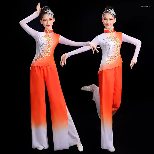 Этническая одежда, китайский традиционный танцевальный комплект Янко, женский древний костюм для взрослых, стиль барабана, праздничная сценическая униформа