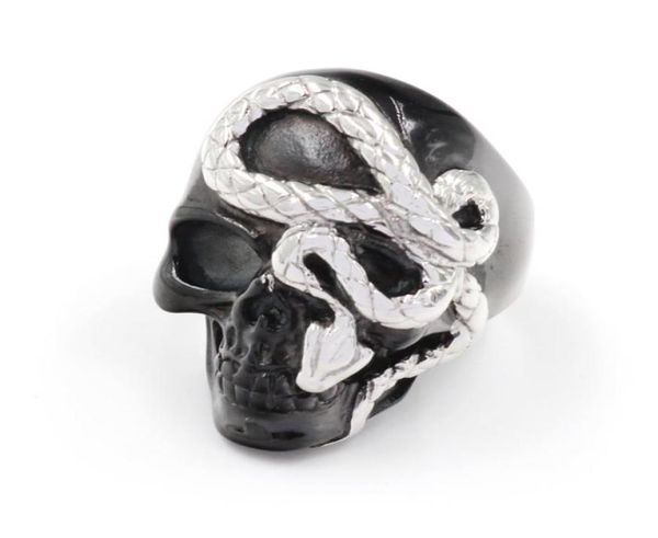 Винтажное черное, серебряное кольцо с черепом для мужчин, крутые кольца в стиле хип-хоп, панк, готический череп, ювелирные изделия8960913