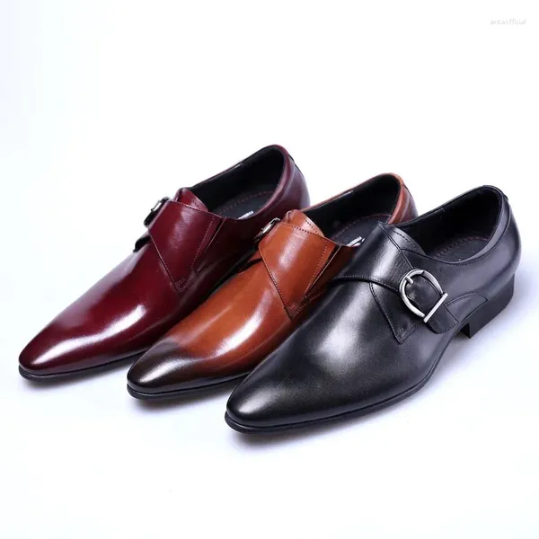 Scarpe eleganti 2024 Uomo di lusso in pelle Patnet Monk Strap Oxford per abito formale da lavoro da uomo Nero Marrone