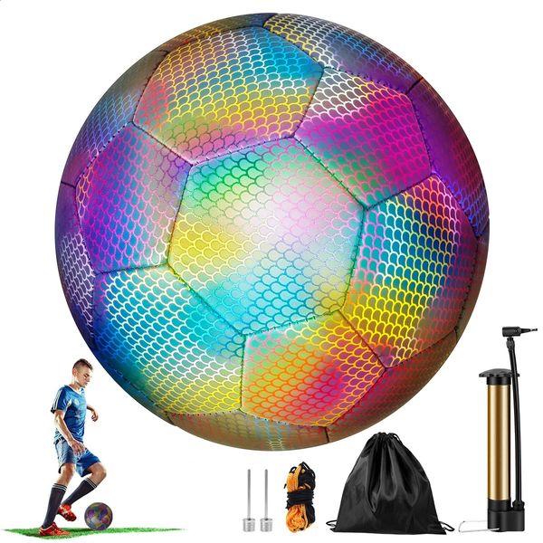 Taglia 5 Glow In Dark Football Palloni da calcio luminosi Giochi notturni Palloni da calcio riflettenti luminosi Regali giocattolo da esterno per ragazzi bambini 240127