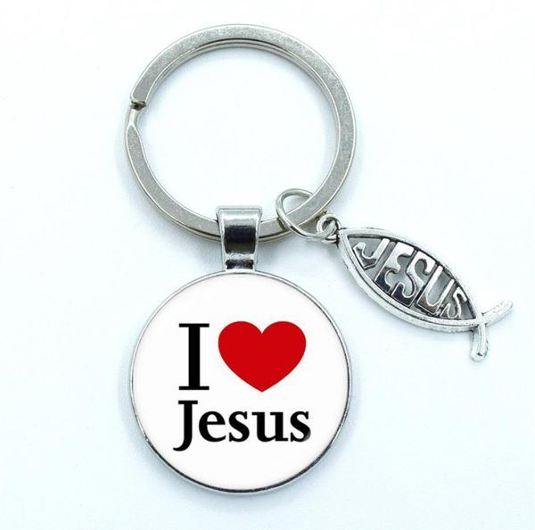 Amo Gesù Lettere Portachiavi Ciondolo Anello Ornamento religioso Portachiavi regalo cristiano