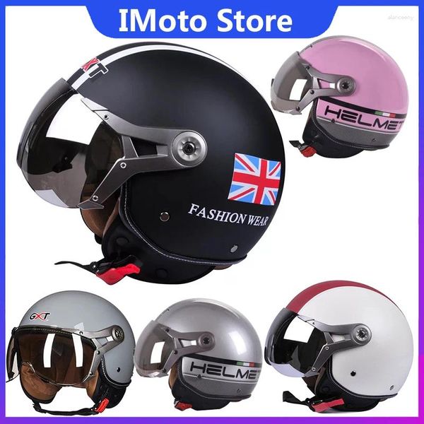 Motorradhelme Four Seasons Scooter Vintage Helm Half Face Cafe Racer Motocross Racing Casco Moto Mann Frauen Casque