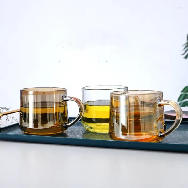 Copos de vinho canecas de café de vidro isolado com alça copos de café expresso transparente casa caneca para leite latte cappuccino chá água
