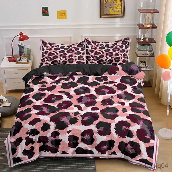 Conjuntos de cama Leopardo Impressão Conjunto de Cama Animal Pele Capa de Edredão para Crianças Adolescentes Adulto Quilt Cover Poliéster Consolador Capa com Caso