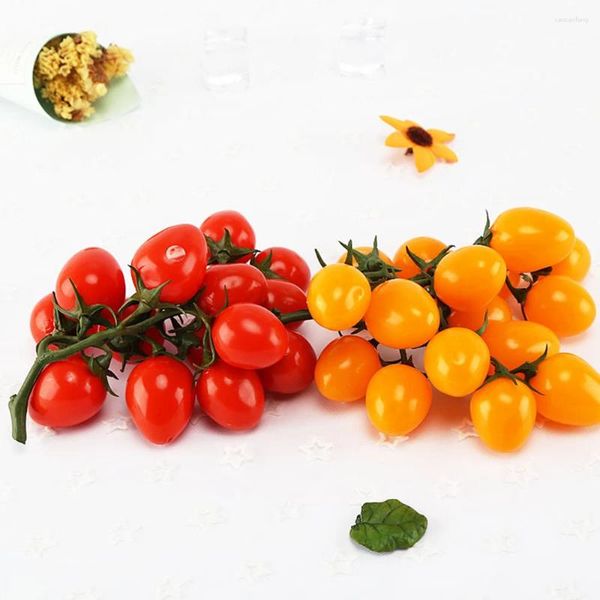 Decorazione per feste Pomodoro artificiale di alta qualità Rosso Giallo Puntelli per display Falso 19 cm Vetrina per armadietto Decor Frutta Verdura