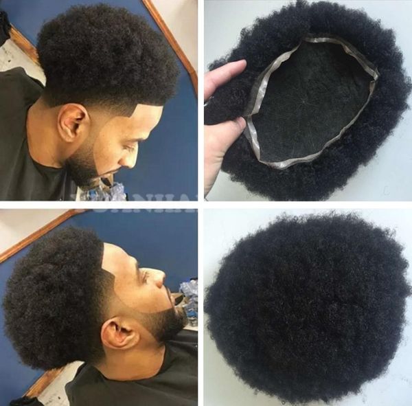 Basketbas oyuncuları ve basketbol taraftarları için afro curl toupee tam dantel Men039s peruk saç parçaları Brezilya bakire insan saç 7472310