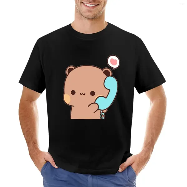 Regatas masculinas Dudu está fazendo uma ligação para seu bubu casal de urso panda fofo e camiseta meninos camisetas brancas de manga curta camisetas masculinas