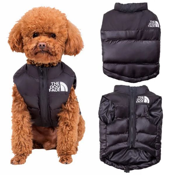 Abbigliamento per cani autunno e inverno The Dog Face Abbigliamento per cani Designer Animali domestici Abbigliamento Antivento Caldo Gilet per animali domestici per Bulldog francese Bichon Chihuahua barboncino Nero