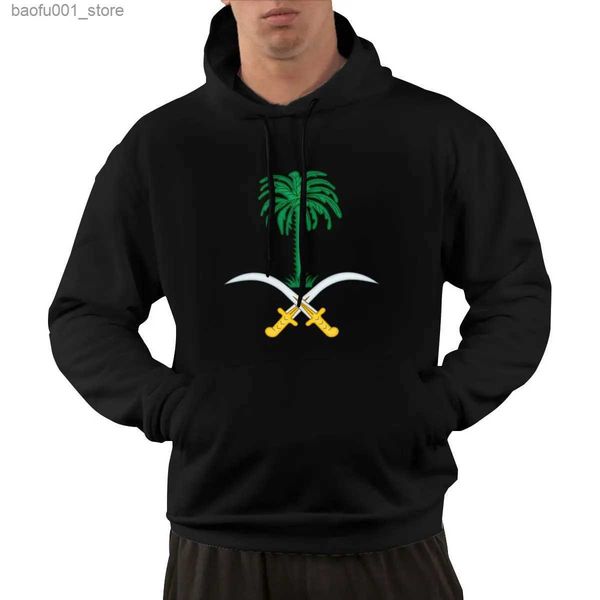 Moletons masculinos Moletons 95% Algodão Emblema da Arábia Saudita País Bandeira Quente Inverno Pulôver Hoodie Homens Mulheres Unissex Hip Hop Estilo Moletom Q240217