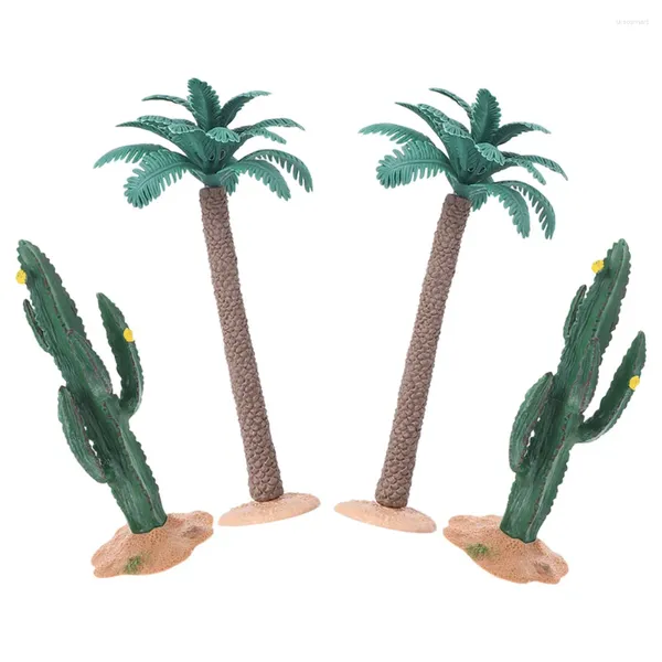 Flores decorativas 1 conjunto mini plástico palmeira modelos de cactos micro paisagem decoração de plantas