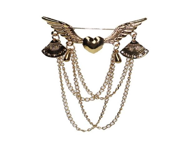 2020 Designer-Brosche Love Wings Brosche mit Quaste Schmuck Retro mehrschichtige Kette Kragen Pin Button Set Bekleidungszubehör jewe7050259