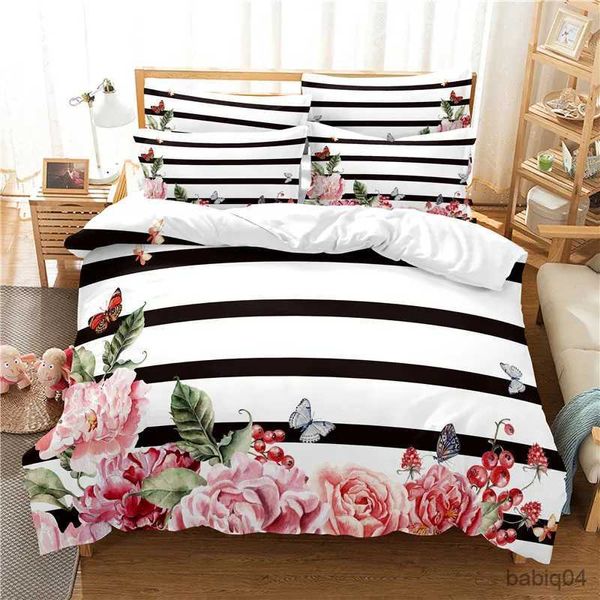 Conjuntos de cama 3d flor dia dos namorados casamento conjunto luxuoso rosa coração amor capa edredão rainha gêmeo tamanho caso 2/3 pçs personalizado