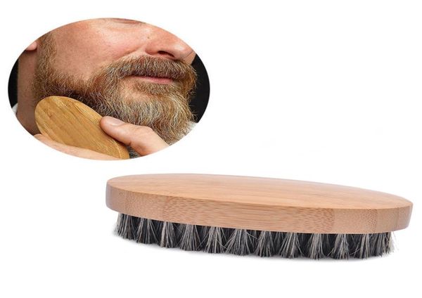 Escova de barba com cerdas de javali natural para homens massagem facial de bambu que faz maravilhas para pentear barba e bigode 2889347