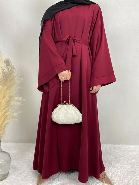 Casual Dresses Plus Size Mode Damen Muslim Abayas Schnürkleid Alle Jahreszeiten Süße Party Lang Für Frauen Einfarbige Kaftan Dame