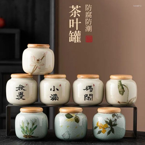 Flaschen Chinesische Kalligraphie Tee Jar Mini kleiner Größe Versiegelter schwarzer und grüner Aufbewahrung leerer Verpackungsbox tragbar