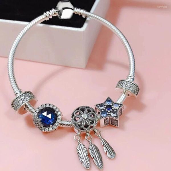 Braccialetti con ciondoli che vendono ciondoli da donna eleganti fai da te con perline di piume di stelle blu per regali di gioielli da donna